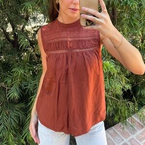 Bohemian indie old navy copper tank top blouse sz m